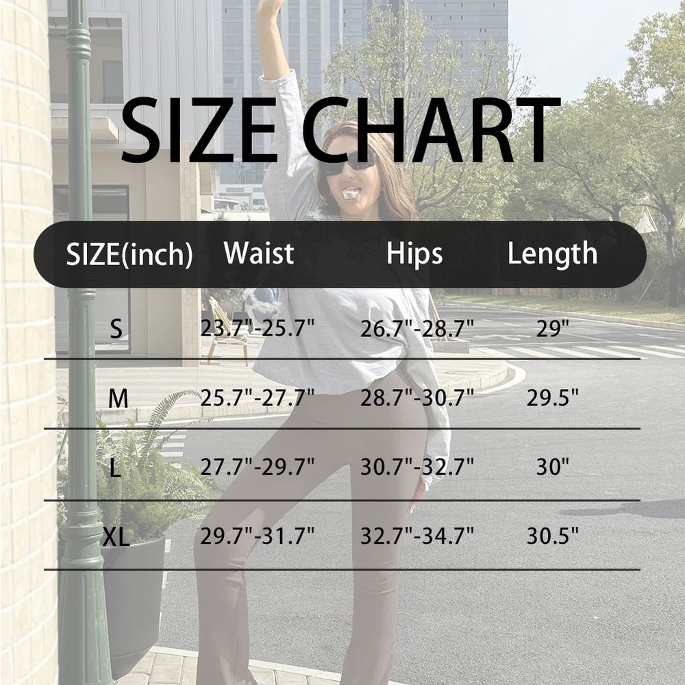 OQQ High-Waisted Black and Coffee Brown Yoga Flare Pants NWT 2-Pack size: Large - Picture 2 of 6